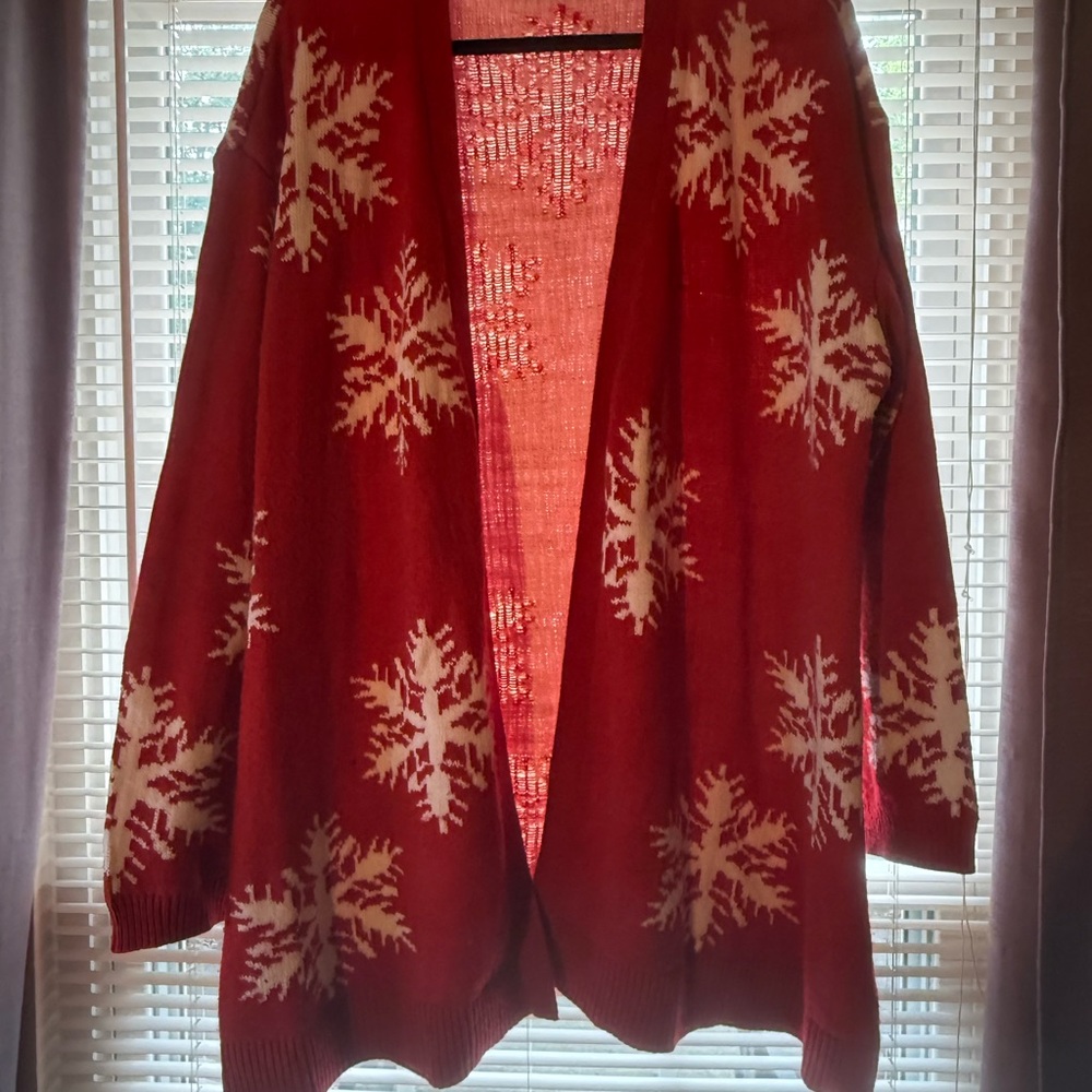 Lane Bryant Red and White Cardigan Sweater